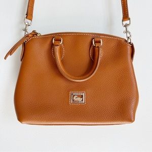 Dooney and Bourke Vintage Dillen Crossbody Tan Leather Satchel Purse Bag EUC